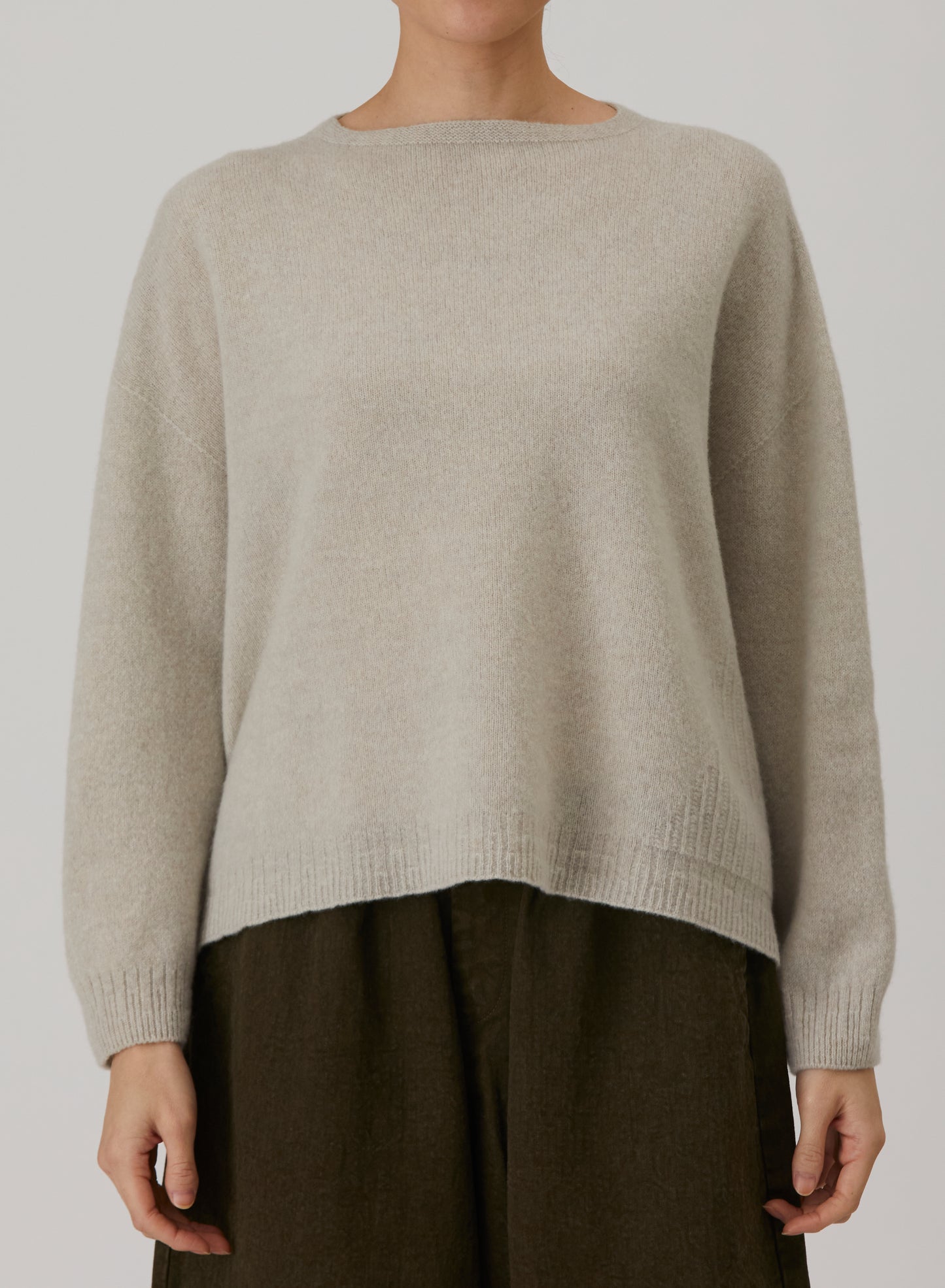 Fine Wool Patterned Panel Switch Square Shape Pullover