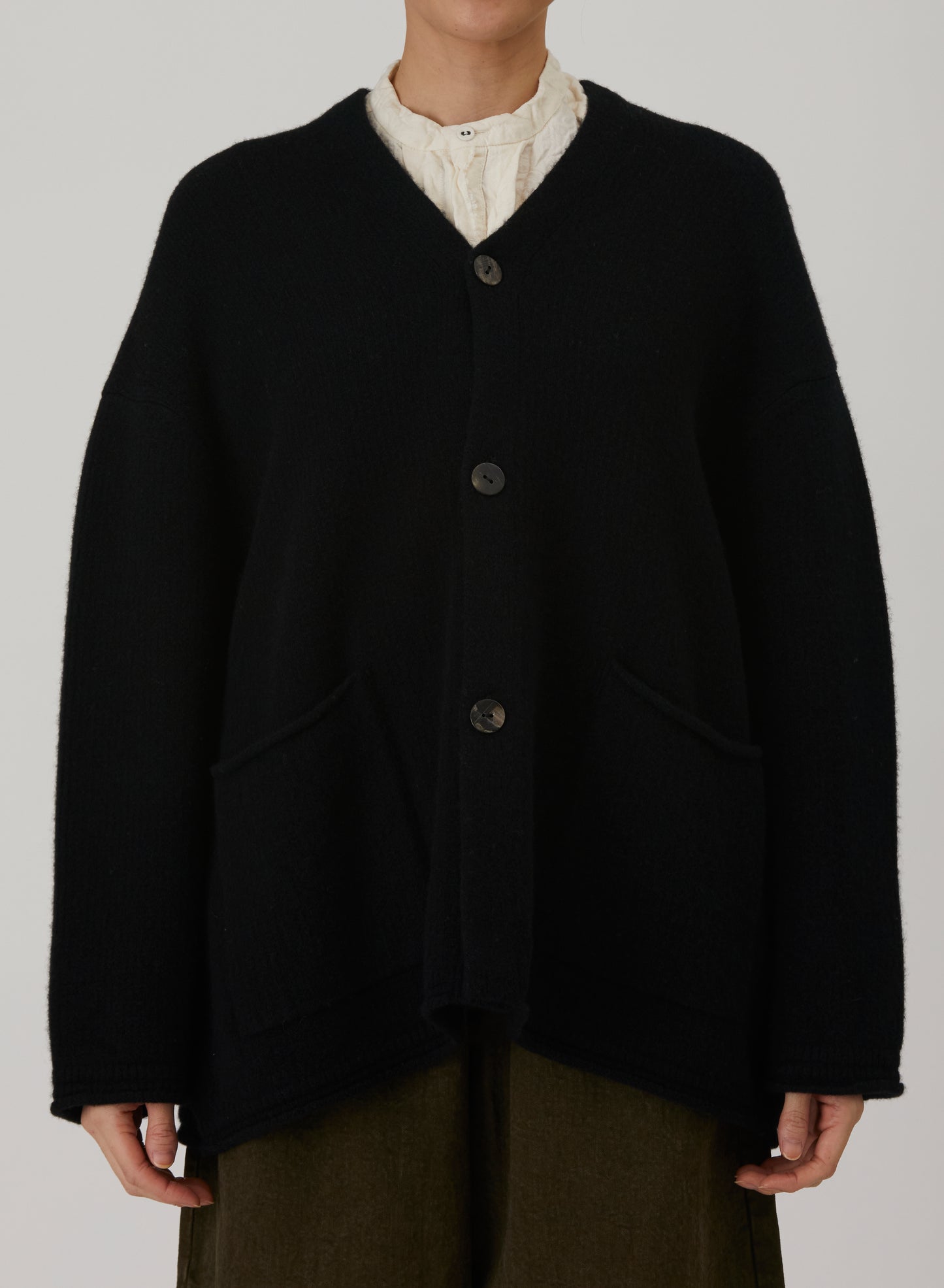 Cashmere Blend Lambs Wool Patterned Knit Cardigan