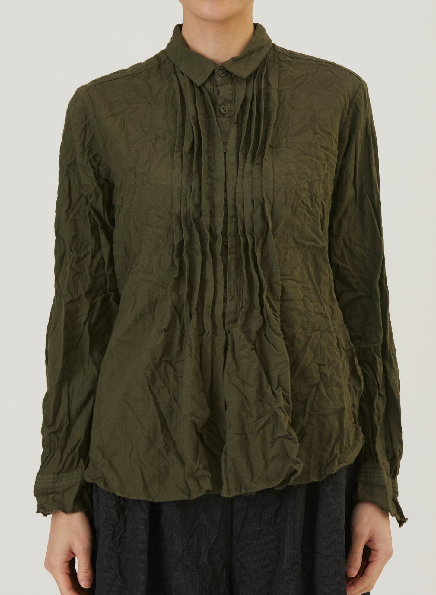 CRINKLE PIN-TUCK BLOUSE
