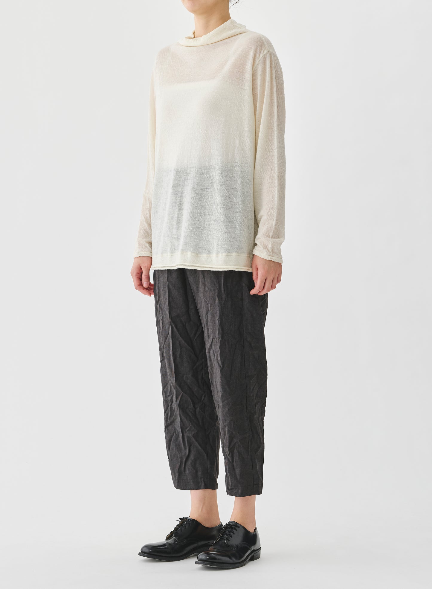 WOOL GAUZE TURTLENECK JERSEY PULLOVER