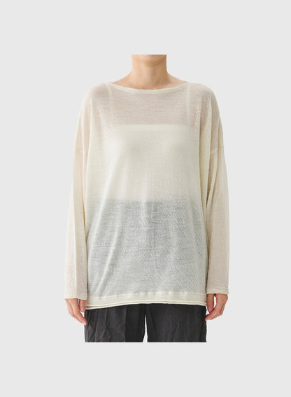 WOOL GAUZE CREW NECK JERSEY PULLOVER