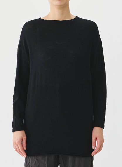 WOOL GAUZE CREW NECK JERSEY PULLOVER