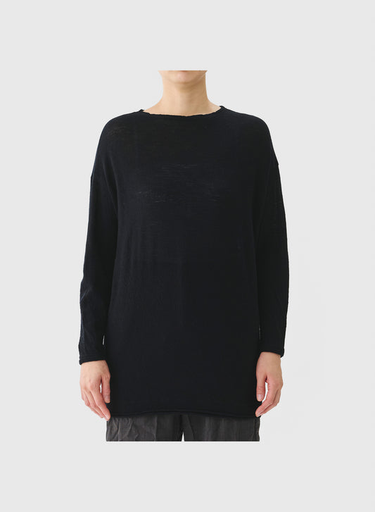 WOOL GAUZE CREW NECK JERSEY PULLOVER