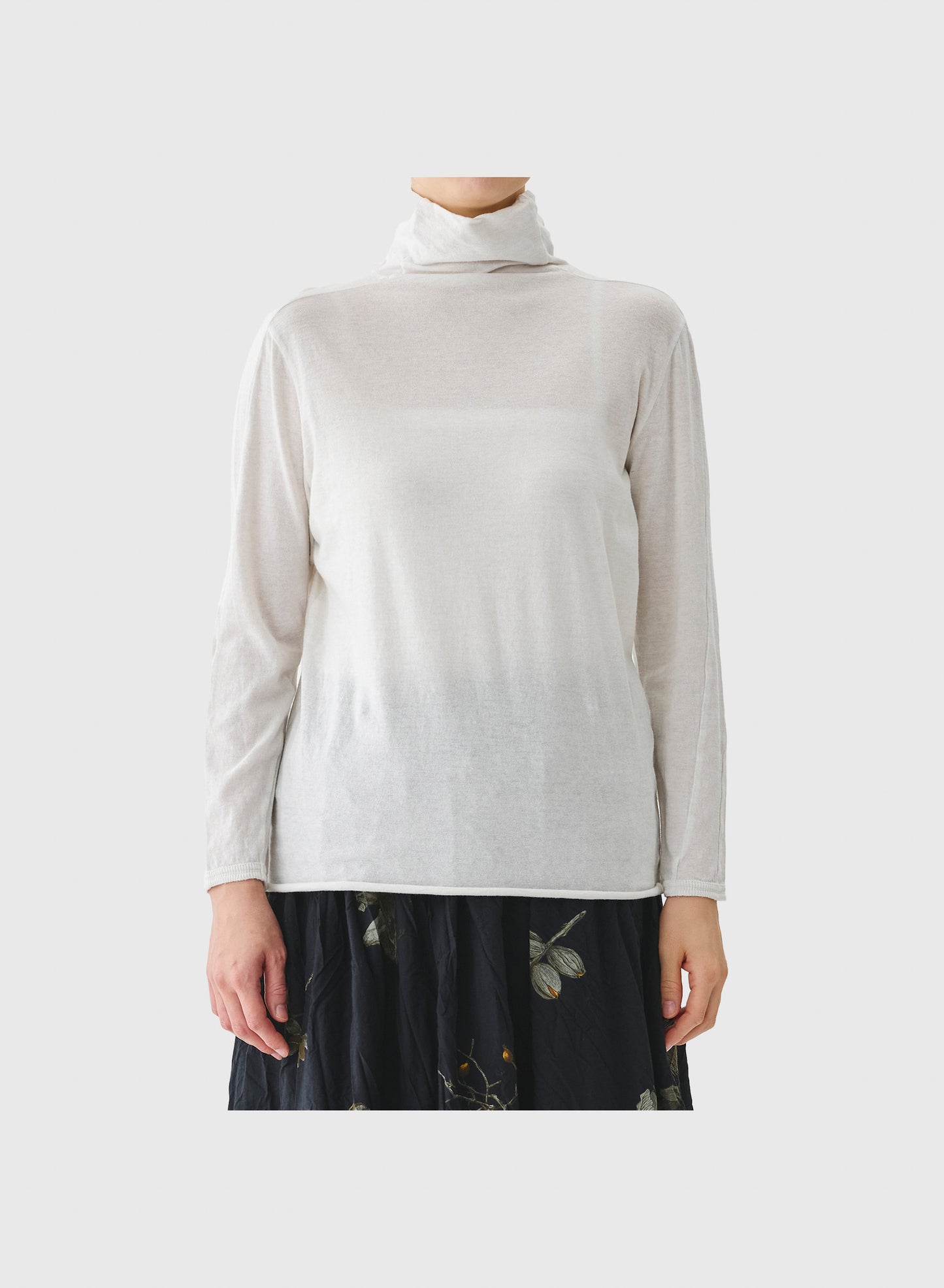 COTTON WOOL RIB MIX TURTLENECK JERSEY PULLOVER