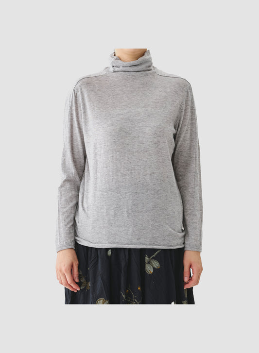 COTTON WOOL RIB MIX TURTLENECK JERSEY PULLOVER