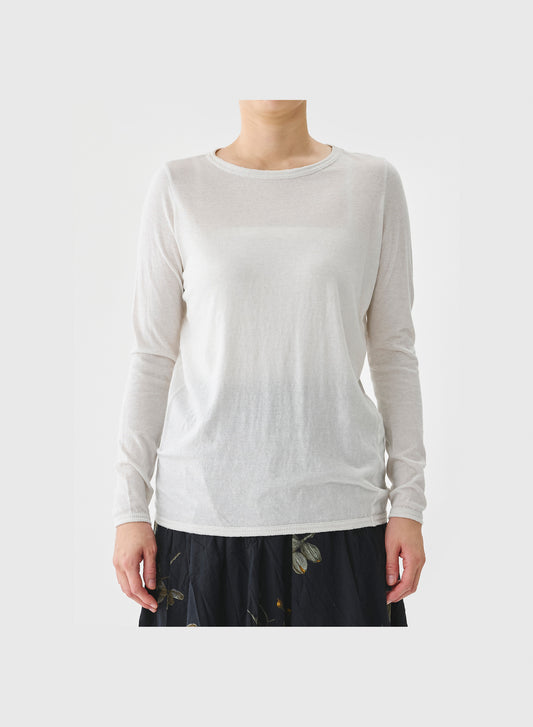 COTTON WOOL RIB MIX CREW NECK JERSEY PULLOVER