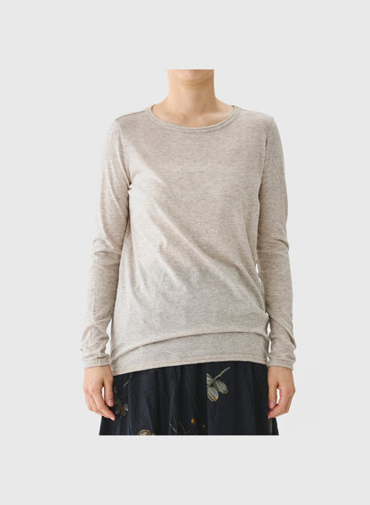 COTTON WOOL RIB MIX CREW NECK JERSEY PULLOVER