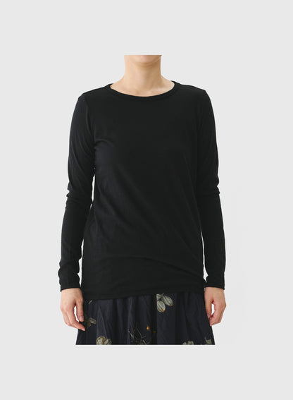 COTTON WOOL RIB MIX CREW NECK JERSEY PULLOVER