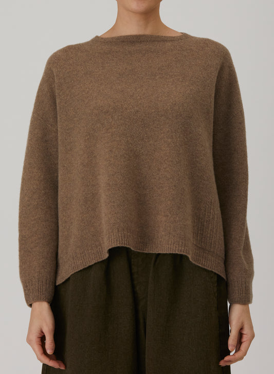 Fine Wool Patterned Panel Switch Square Shape Pullover