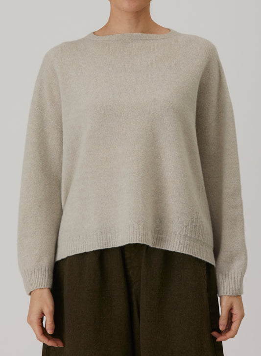 Fine Wool Patterned Panel Switch Square Shape Pullover