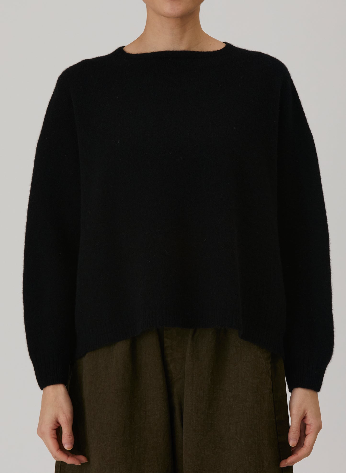 Fine Wool Patterned Panel Switch Square Shape Pullover