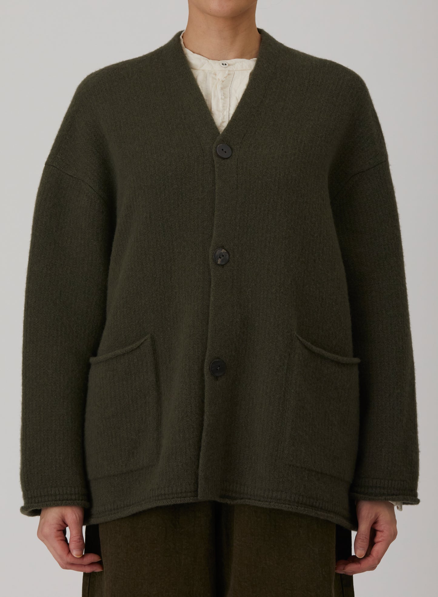 Cashmere Blend Lambs Wool Patterned Knit Cardigan