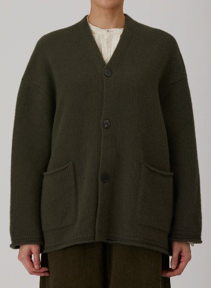 Cashmere Blend Lambs Wool Patterned Knit Cardigan