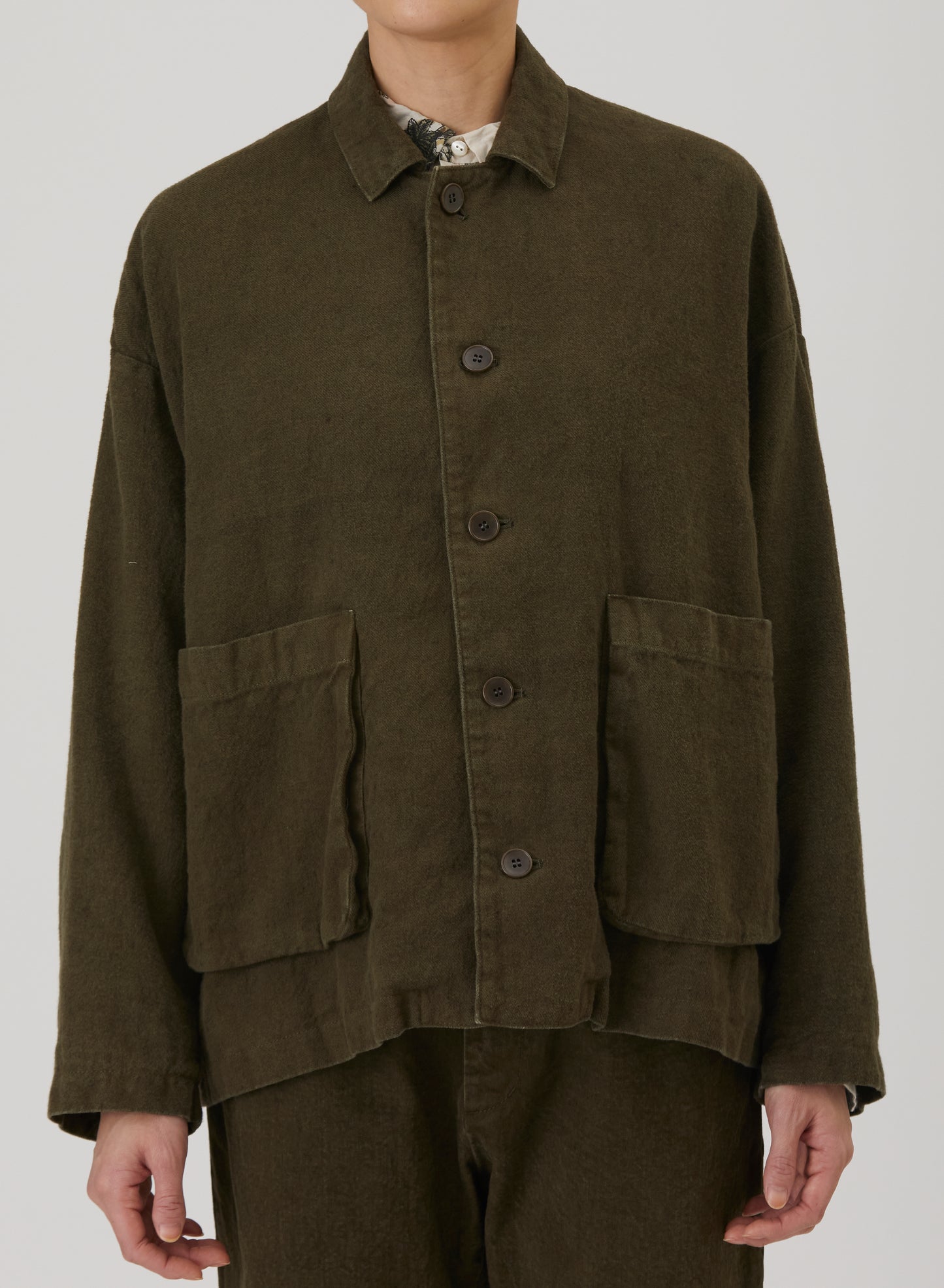 Natural Brushed Twill Relaxed Coverall Jacket