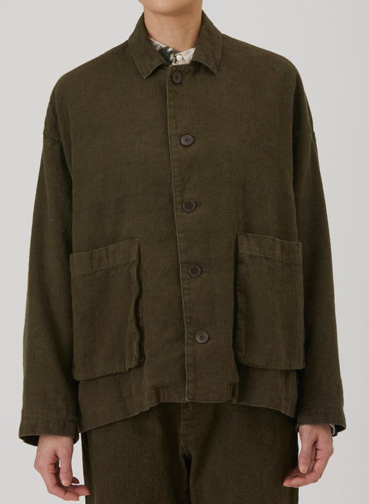 Natural Brushed Twill Relaxed Coverall Jacket
