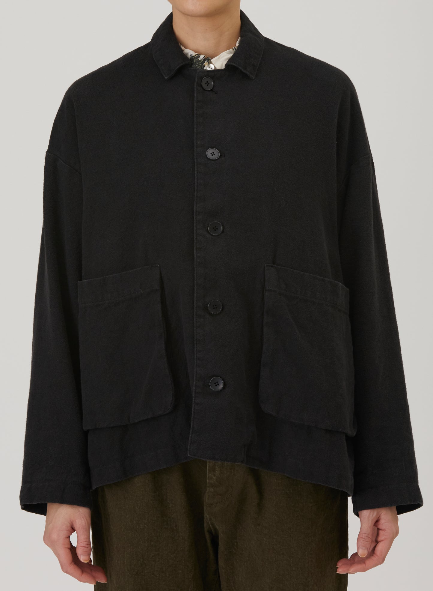 Natural Brushed Twill Relaxed Coverall Jacket