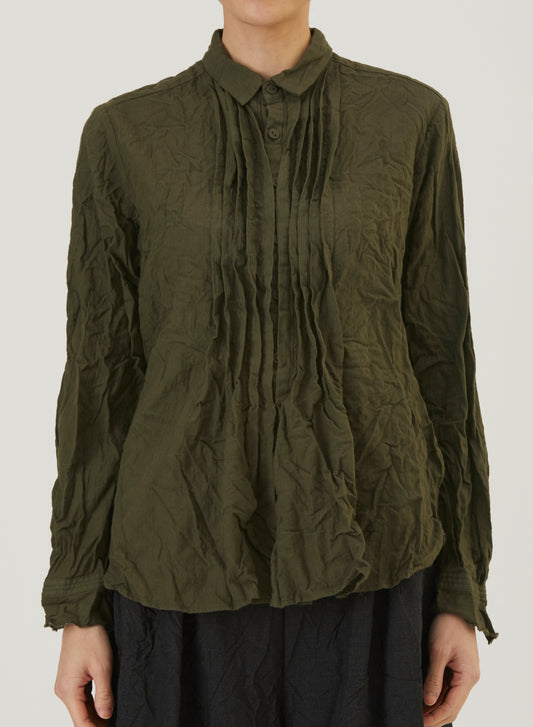 CRINKLE PIN-TUCK BLOUSE