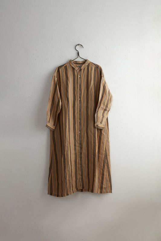 LINEN STRIPE SHIRT DRESS