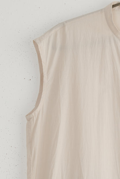 SLEEVELESS PLEATED SHIRT DRESS