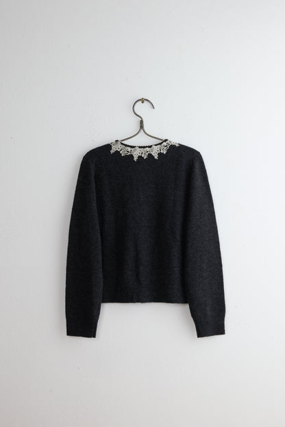 LACE NECK CARDIGAN