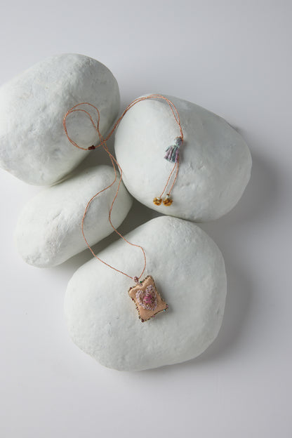 EMBROIDERED SQUARE NECKLACE