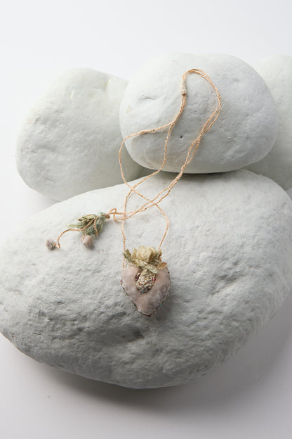 EMBROIDERED VELVET HEART NECKLACE