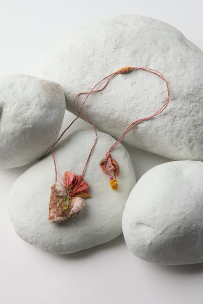 EMBROIDERED VELVET HEART NECKLACE