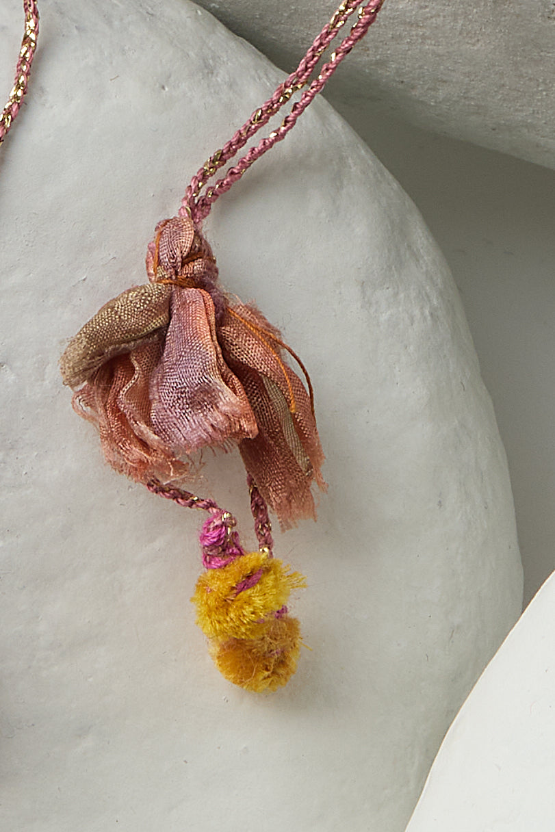 EMBROIDERED VELVET HEART NECKLACE