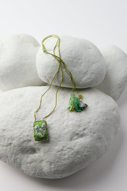 EMBROIDERED SQUARE NECKLACE