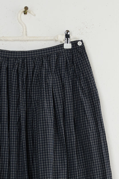 PLAID RANDOM PLEATED MAXI SKIRT