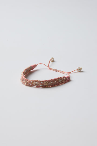 PINK BEAD FLOWER BRACELET
