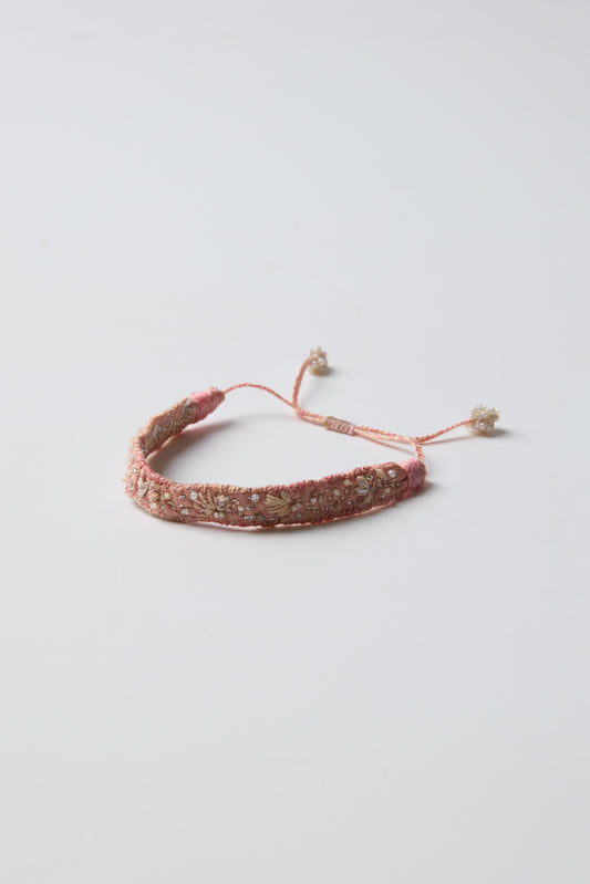 PINK BEAD FLOWER BRACELET
