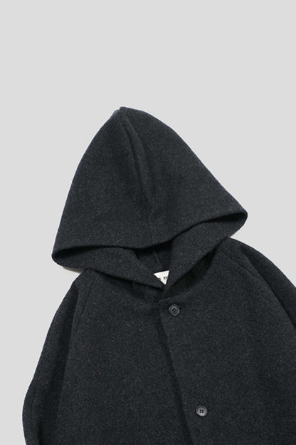 PRESS WOOL HOODED COAT