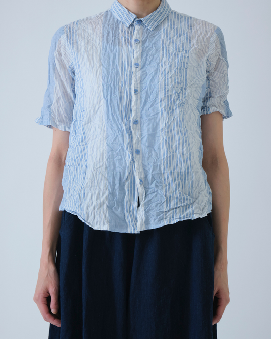 SHIRRING STRIPE BLOUSE