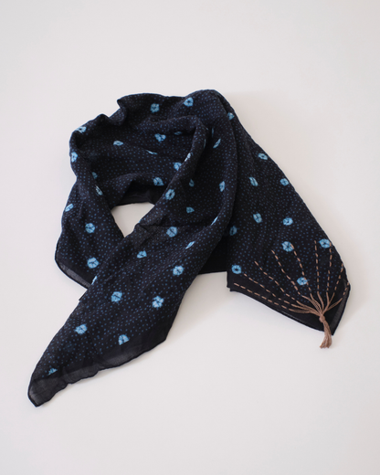 COTTON SINGLE GAUZE SHIBORI PRINT SCARF