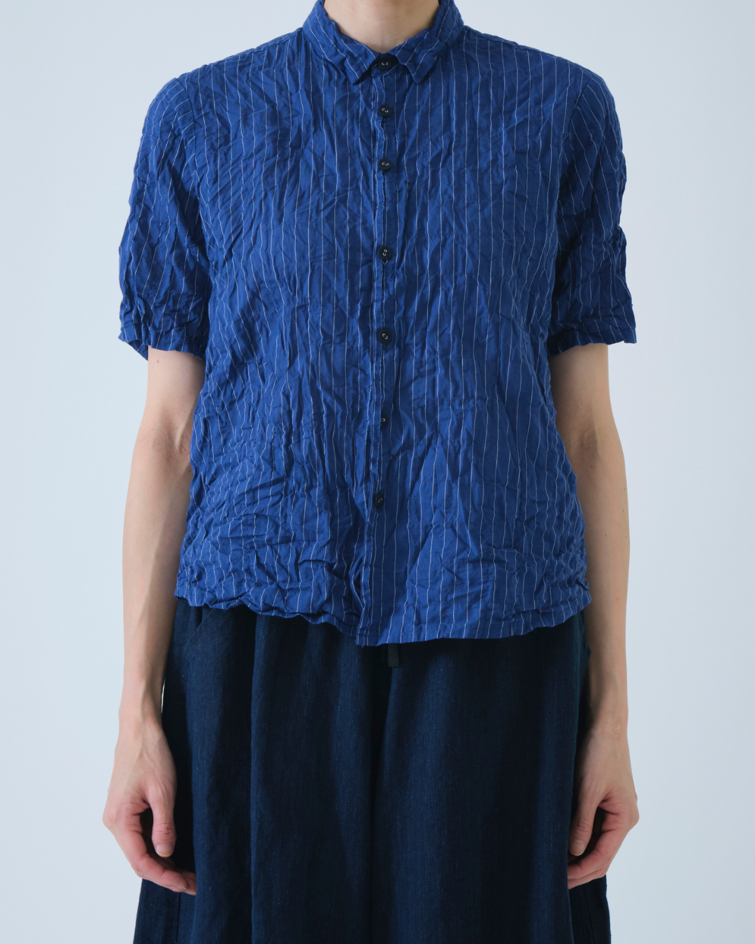 SHIRRING STRIPE BLOUSE