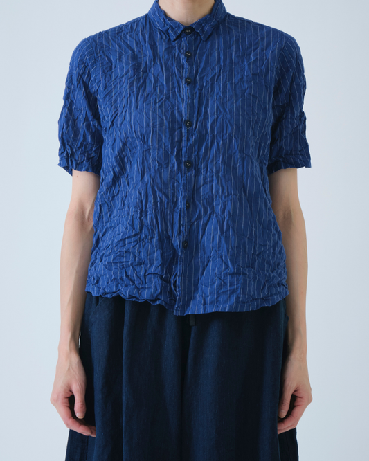 SHIRRING STRIPE BLOUSE