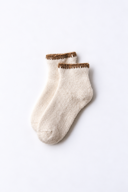 ALPACA ORGANIC COTTON GARLAND STITCH PILE SOCKS
