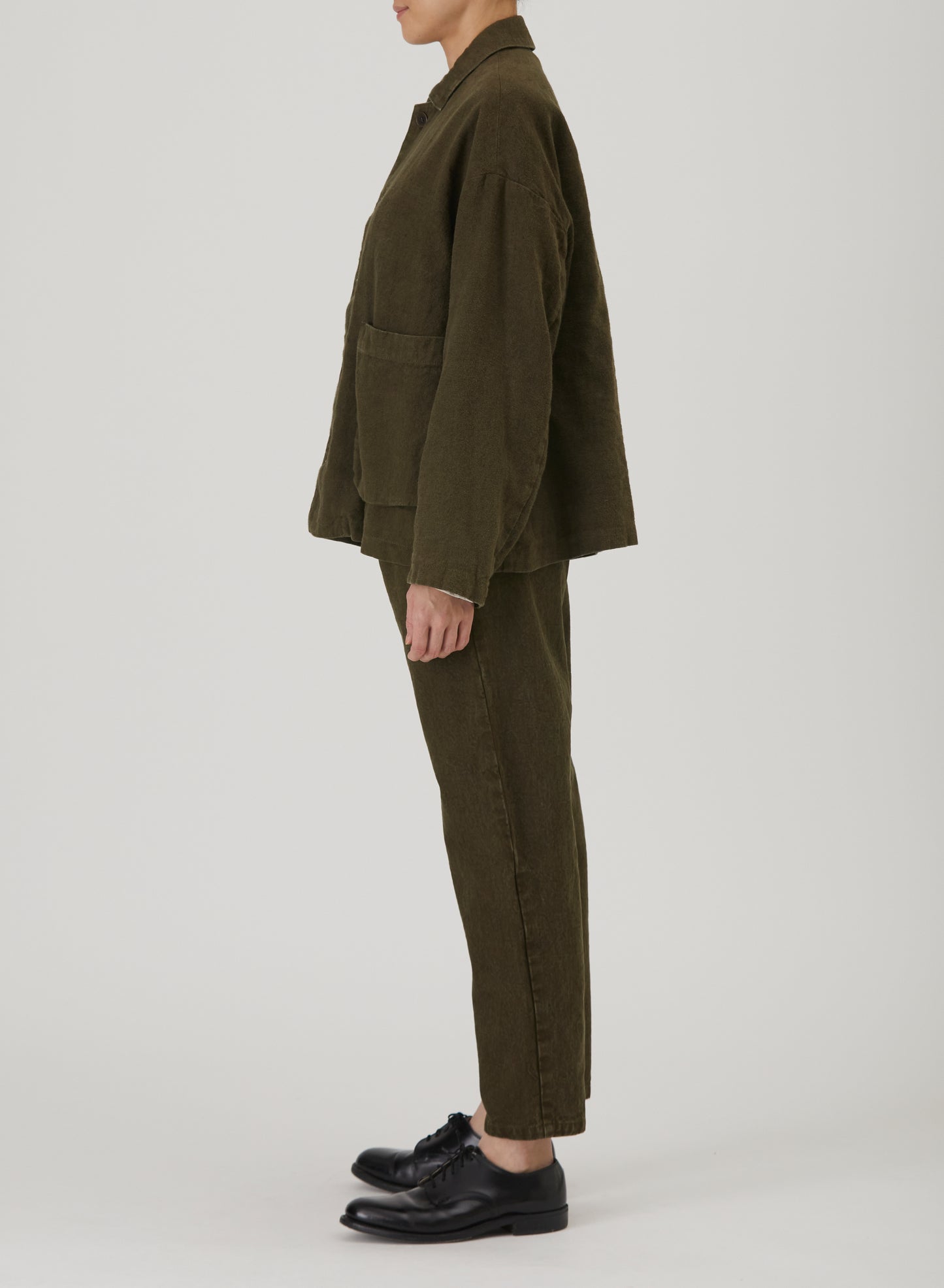 Natural Brushed Twill Relaxed Coverall Jacket