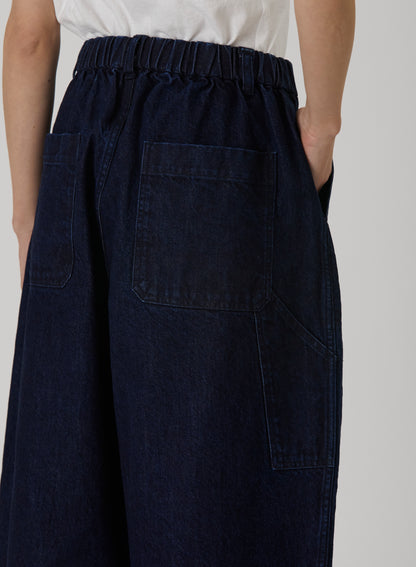 Natural Slub Denim Cropped Wide Pants