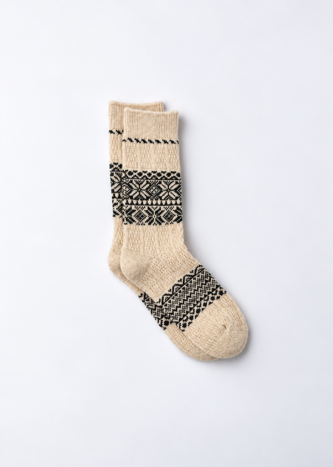 WOOL ORGANIC COTTON SNOW PATTERN SOCKS