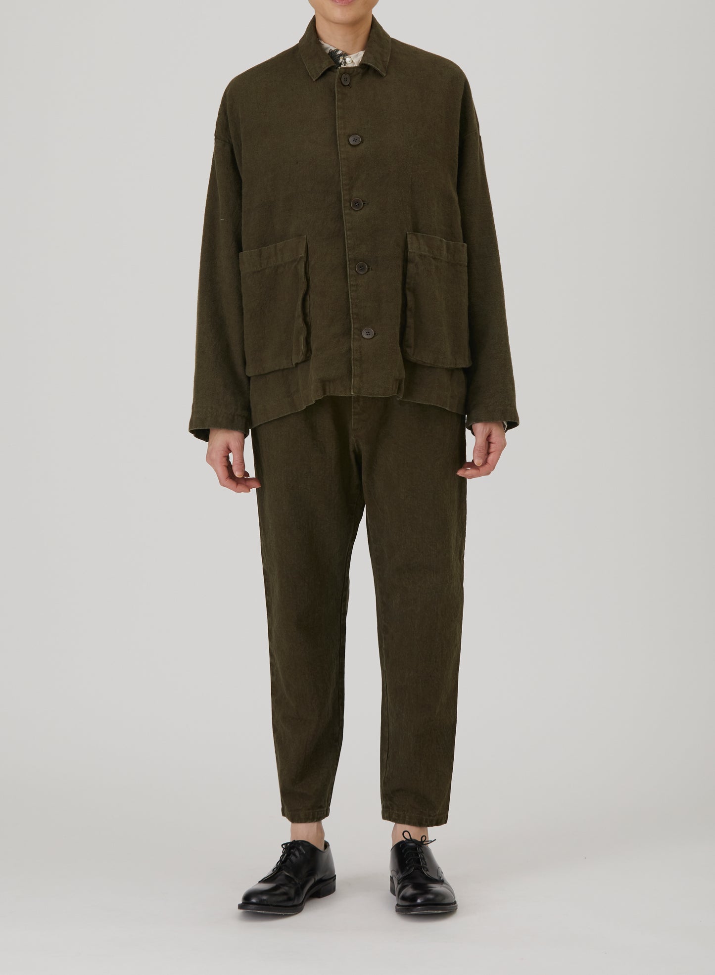 Natural Brushed Twill Relaxed Coverall Jacket