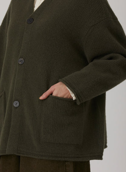 Cashmere Blend Lambs Wool Patterned Knit Cardigan