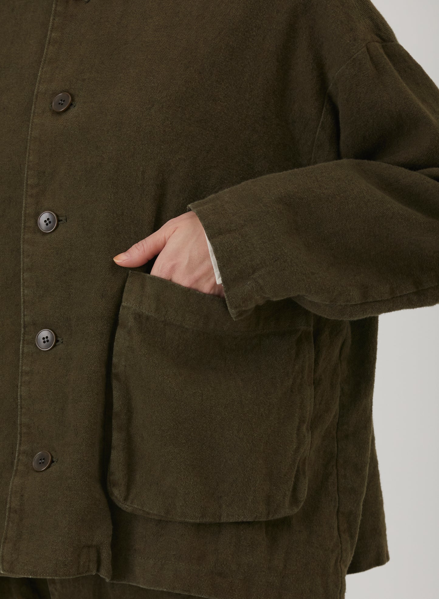 Natural Brushed Twill Relaxed Coverall Jacket